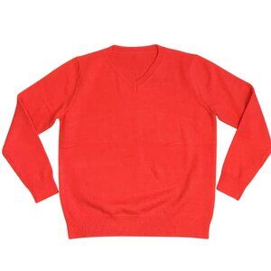 Sweater Mens XL Red V Neck Rib Knit Pullover Long Sleeve Classic Warm